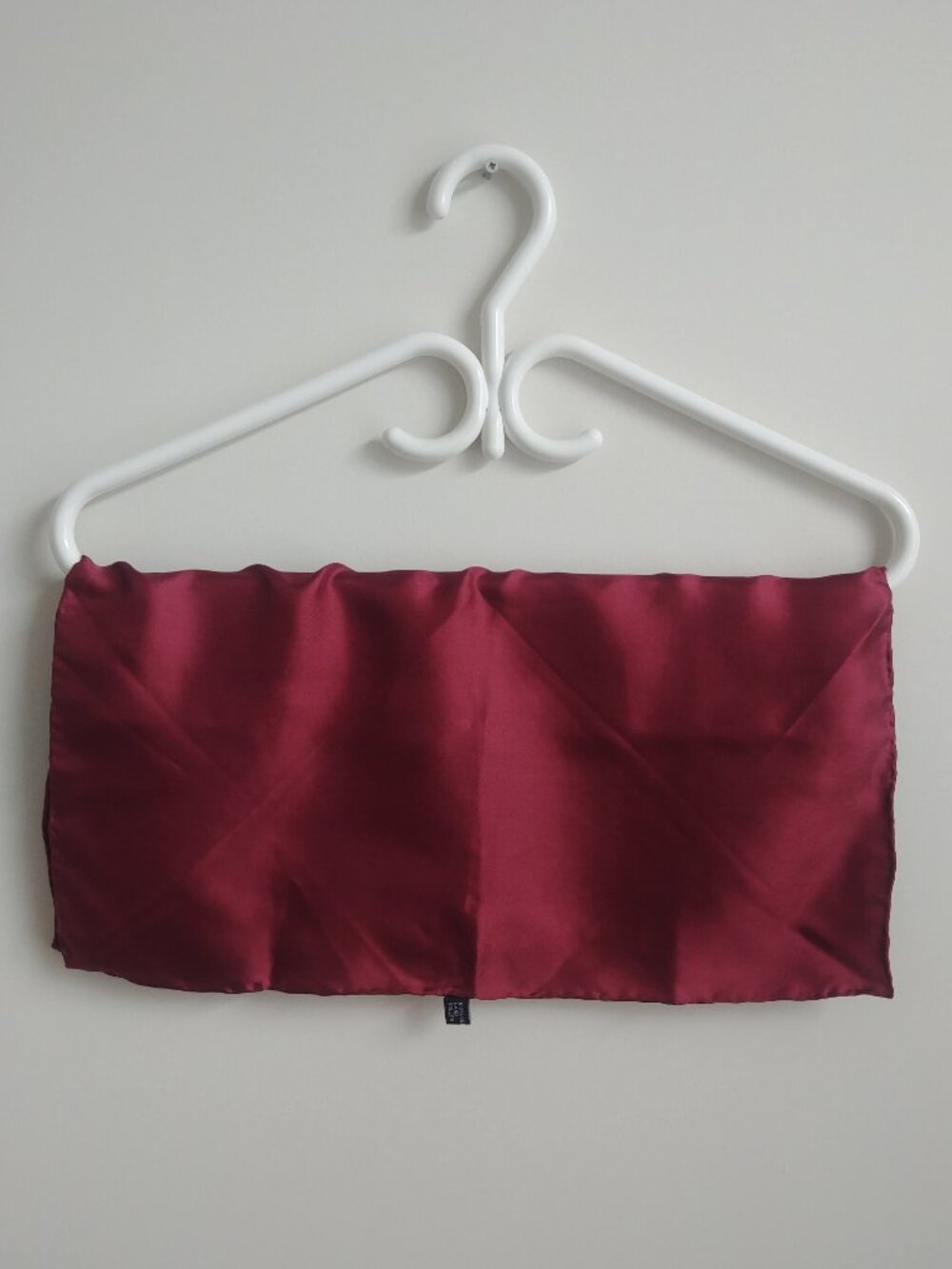 100% silk hand rolled dark red burgundy pocket square